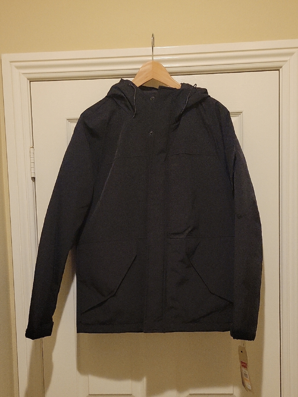 Levi's Men's Black Hooded Raincoat